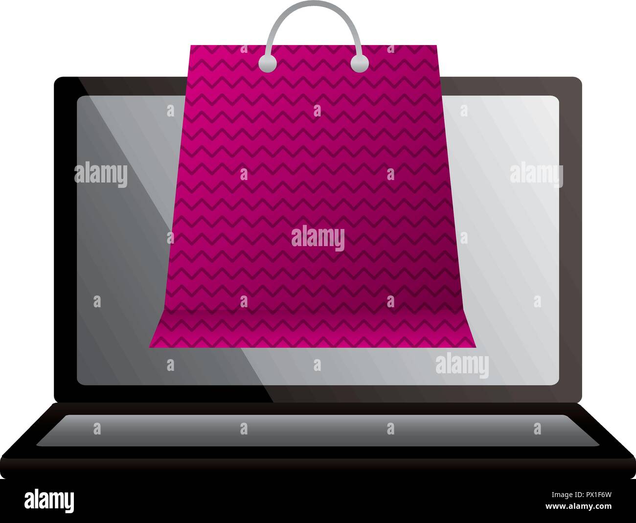 shopping online computer bag ecommerce vector illustration Stock Vector ...