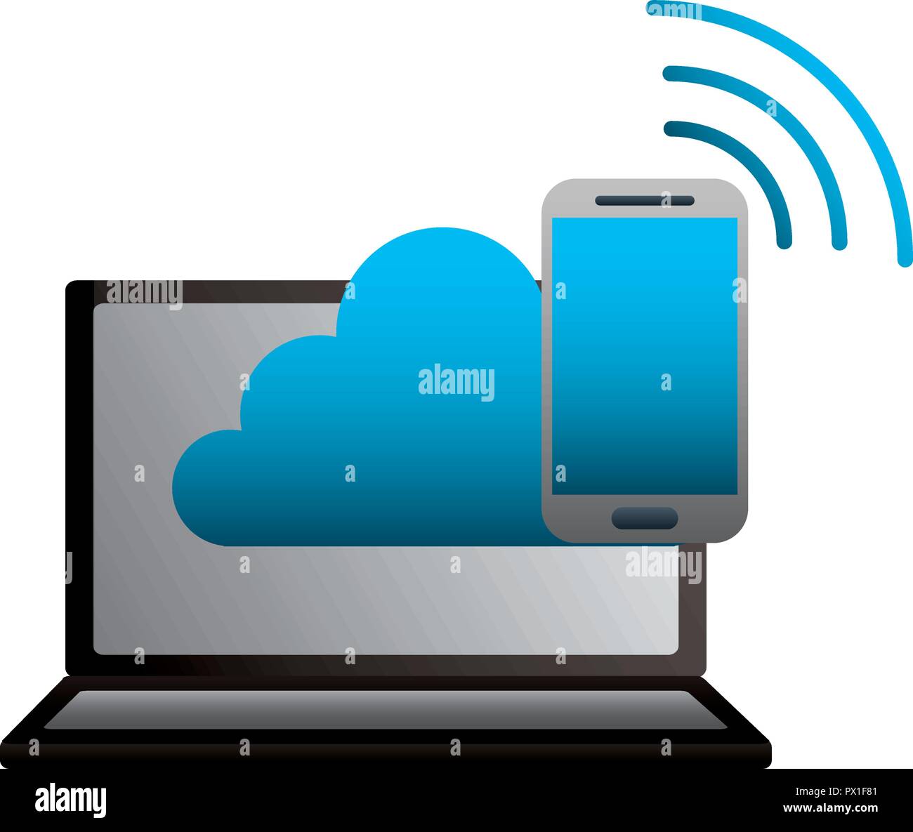 laptop cloud computing mobile connection internet vector illustration ...