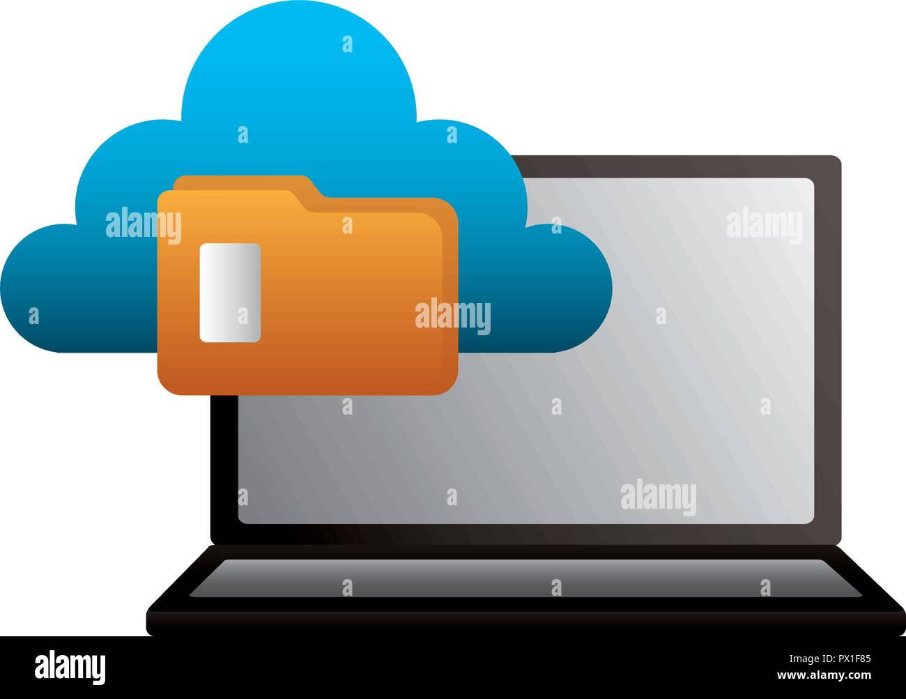 laptop cloud computing folder file data vector illustration Stock Vector