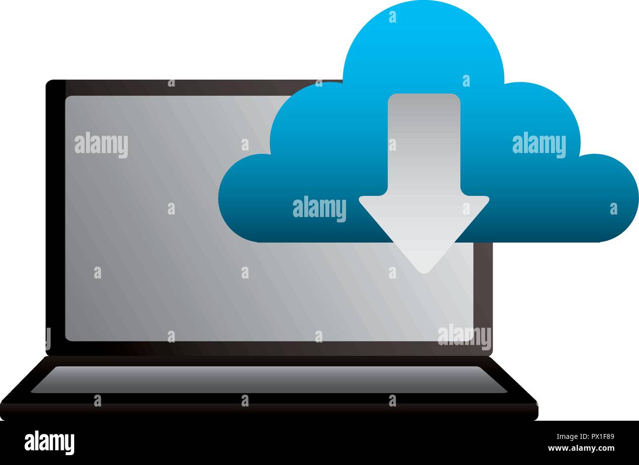 laptop cloud computing download data information vector illustration ...