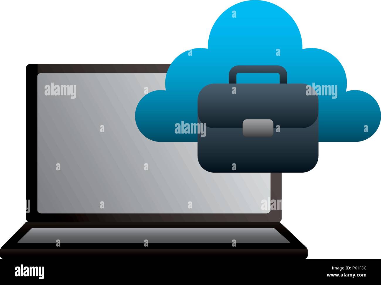 laptop cloud computing business briefcase vector illustration Stock Vector
