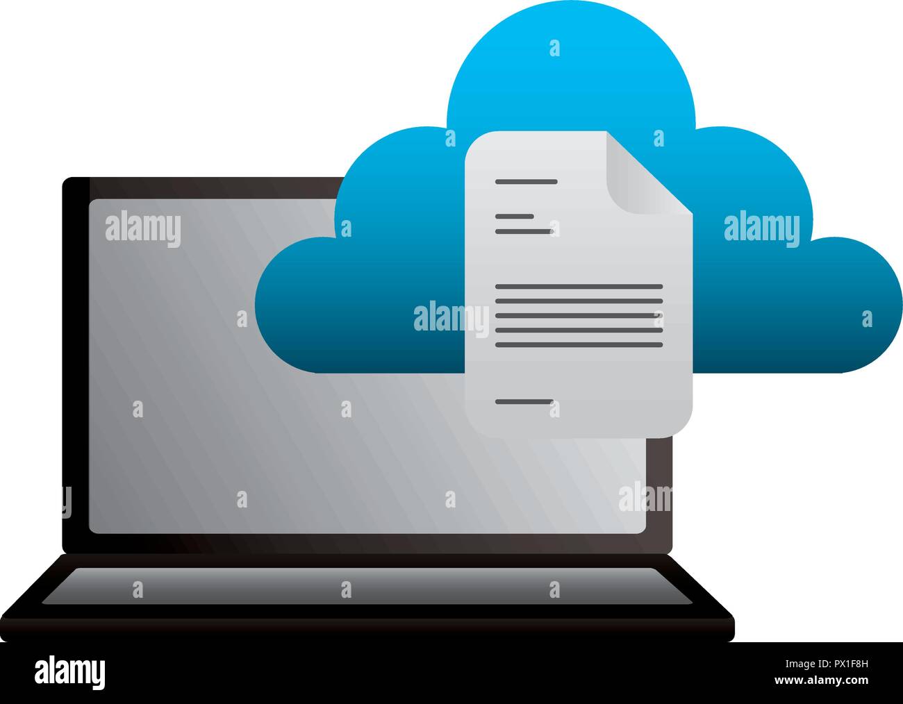 laptop cloud computing document file vector illustration Stock Vector ...