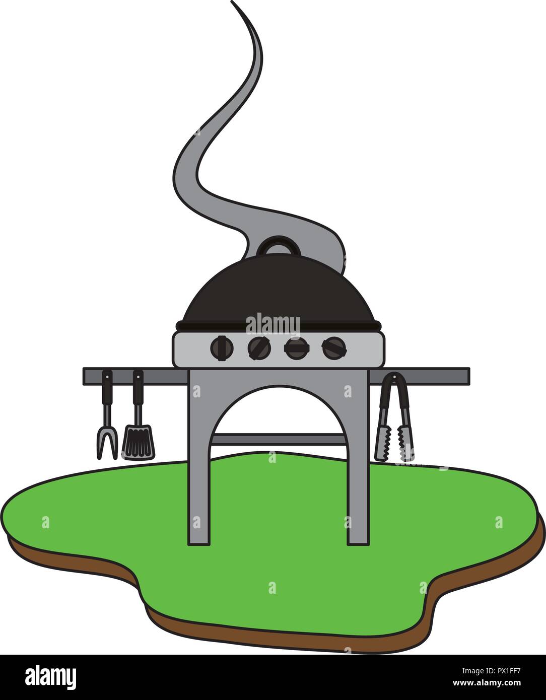 picnic grill with cutlery outdoor vector illustration Stock Vector ...