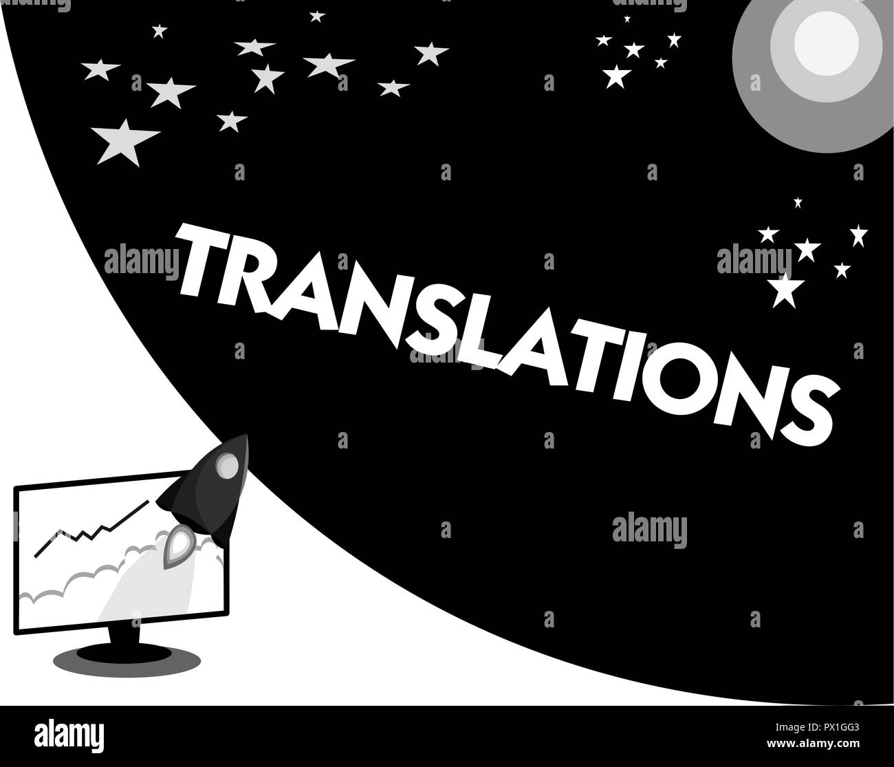 Word writing text Translations. Business concept for Process of translating texts from one language into another. Stock Photo