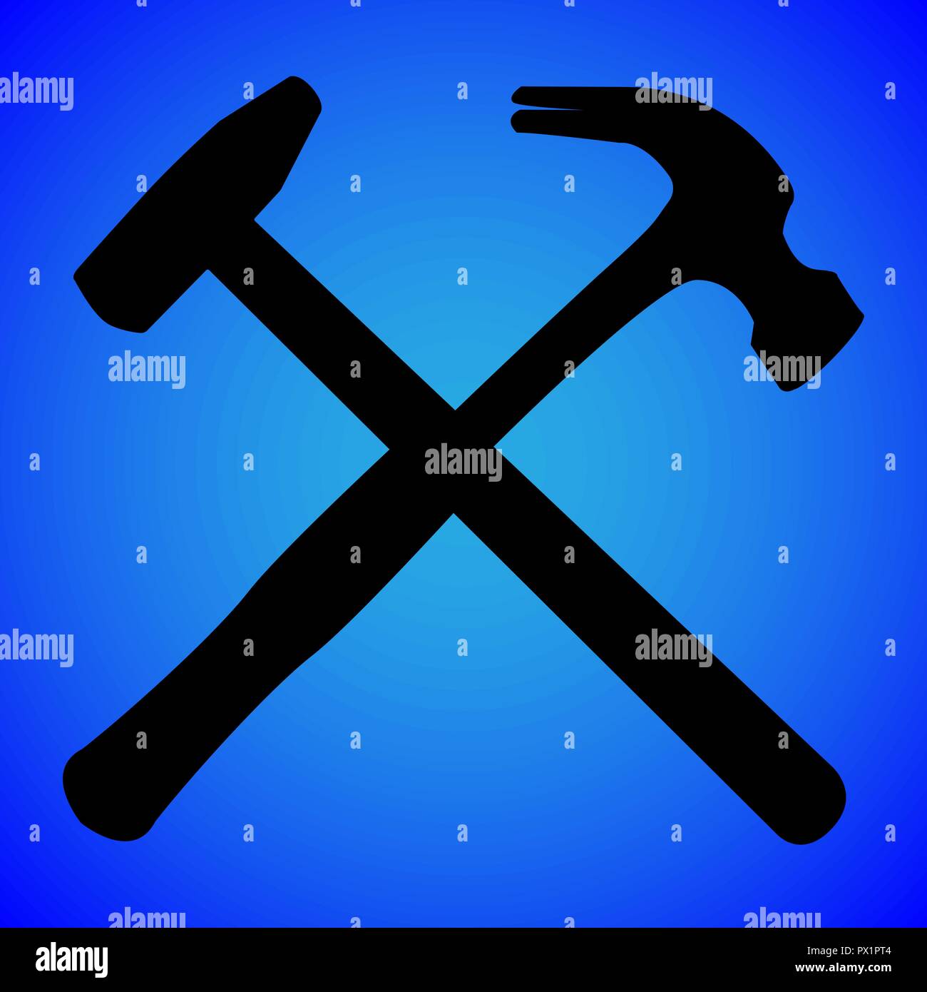hammer silhouette isolated on blue background vector illustration Stock Vector