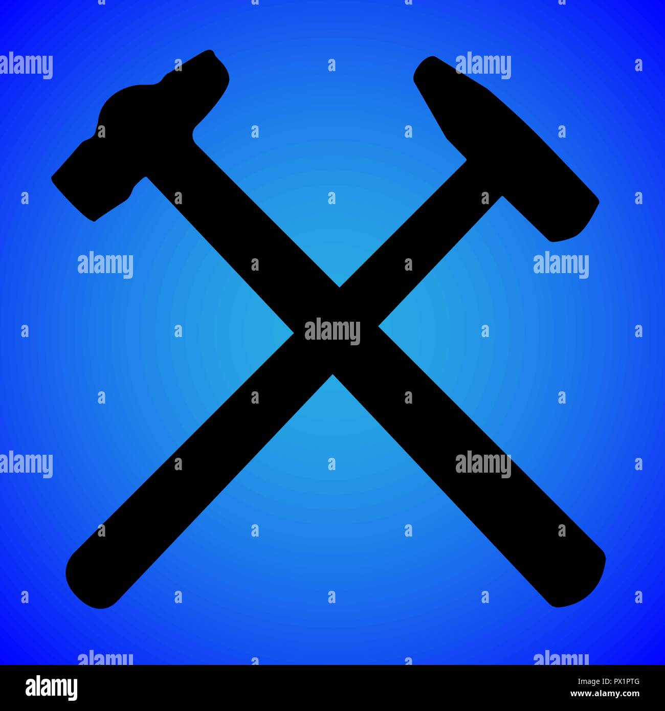 hammer silhouette isolated on blue background vector illustration Stock Vector