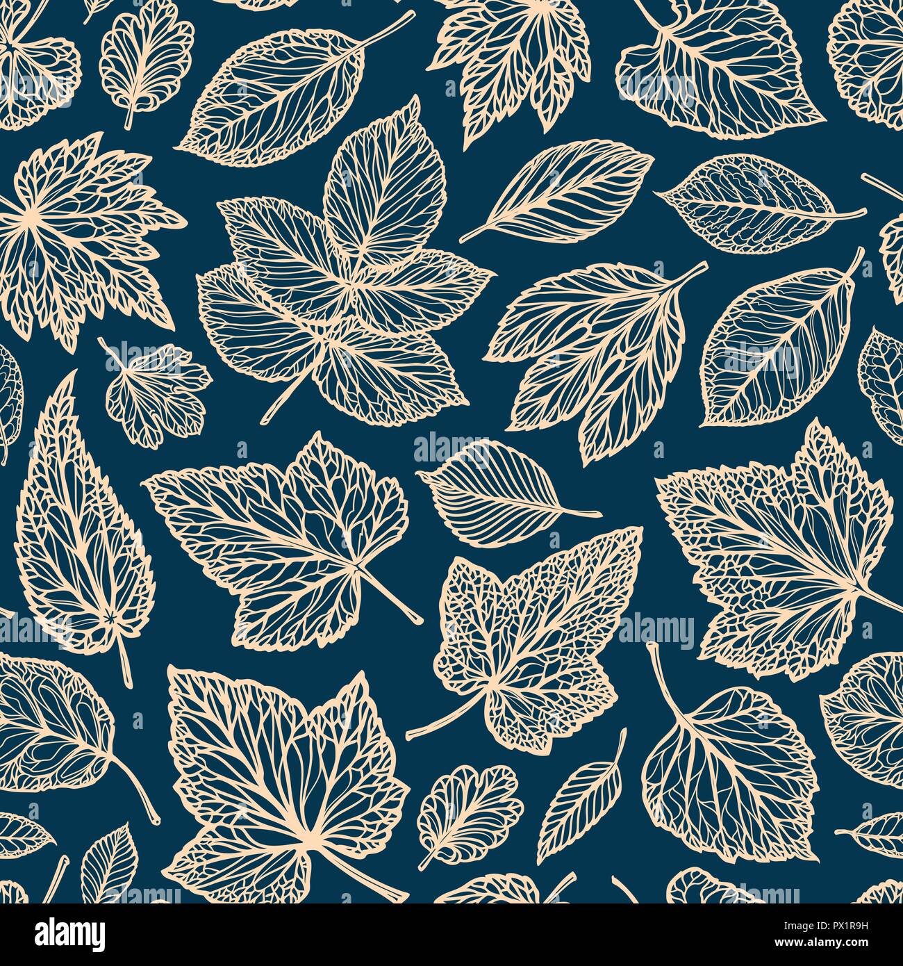 Floral pattern. Decorative leaves, concept. Seamless background vector illustration Stock Vector