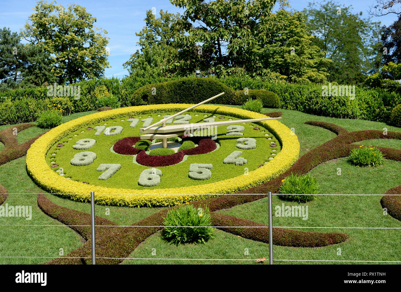 flower clock in Geneva on hte shore of lake Geneva Stock Photo Alamy