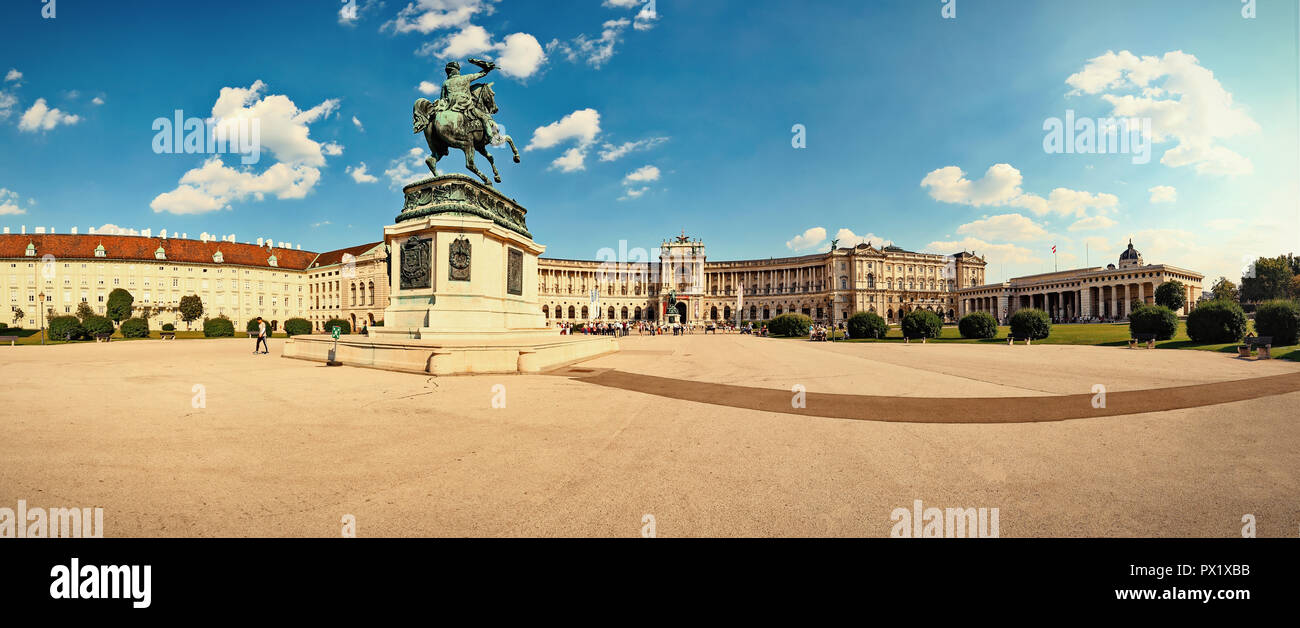 Statue of Archduke Charles on the Heldenplatz in Vienna with Hofburg  palace in background Stock Photo