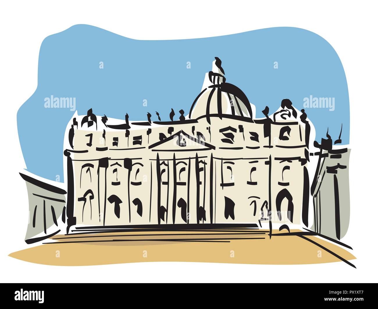 vector illustration of the St. Peter's Basilica,in Rome Stock Vector