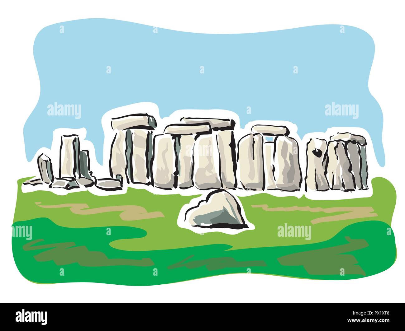 vector illustration of the stonehenge site Stock Vector
