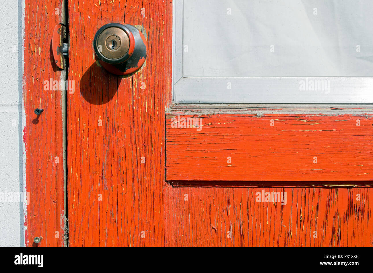 Door With Peeling Paint And Doorknob Stock Photo Alamy