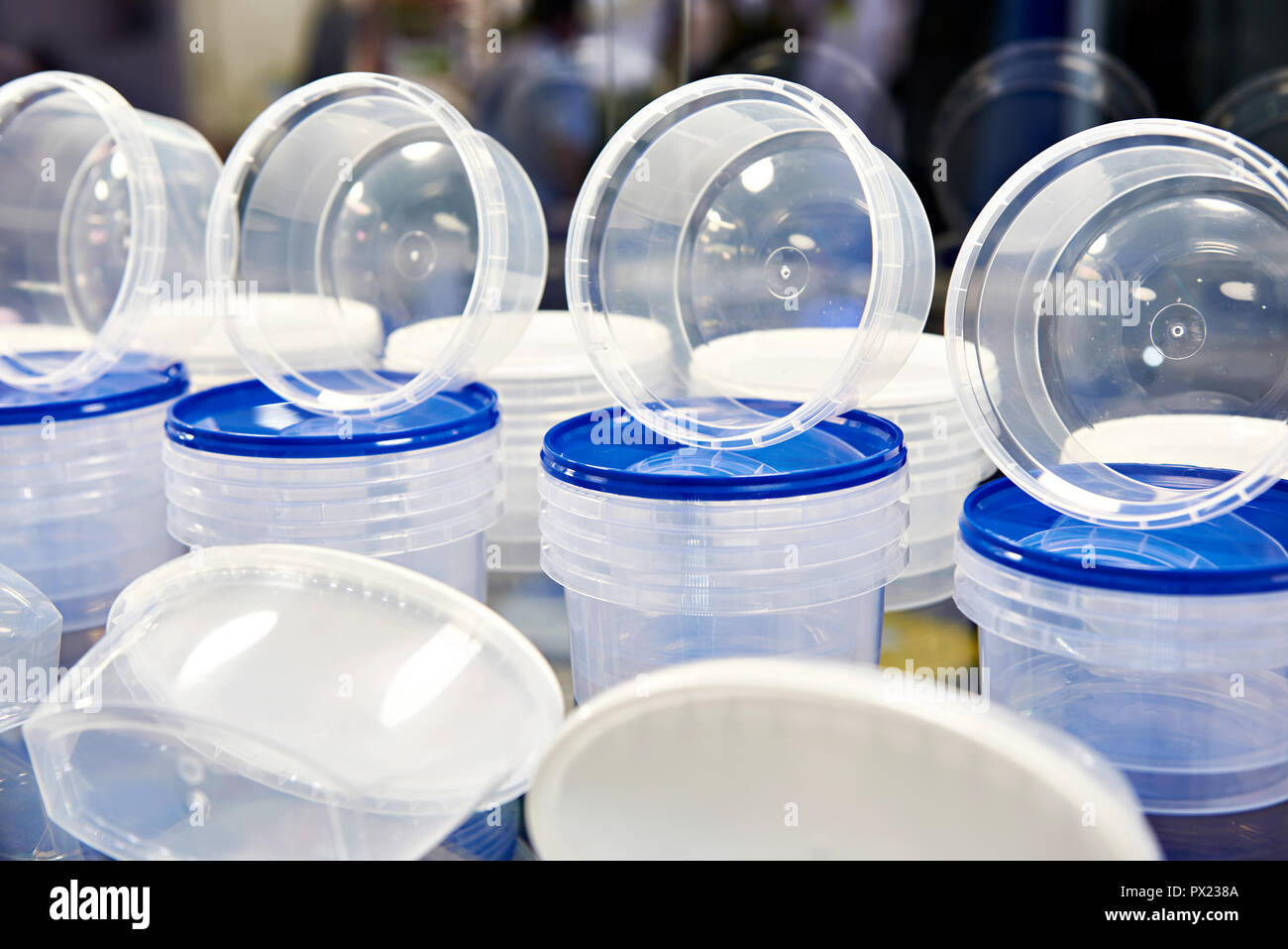 Plastic store containers for storing and transporting food Stock Photo