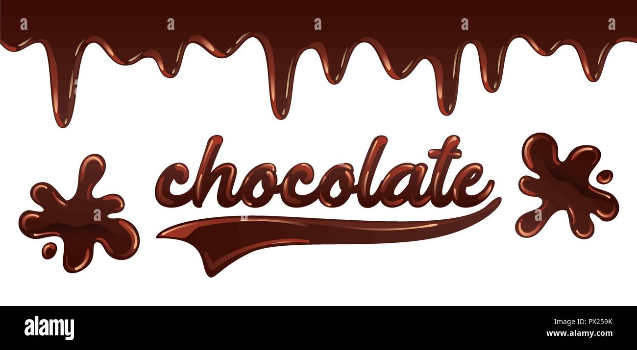 Inscription chocolate written with melted liquid chocolate Stock Vector