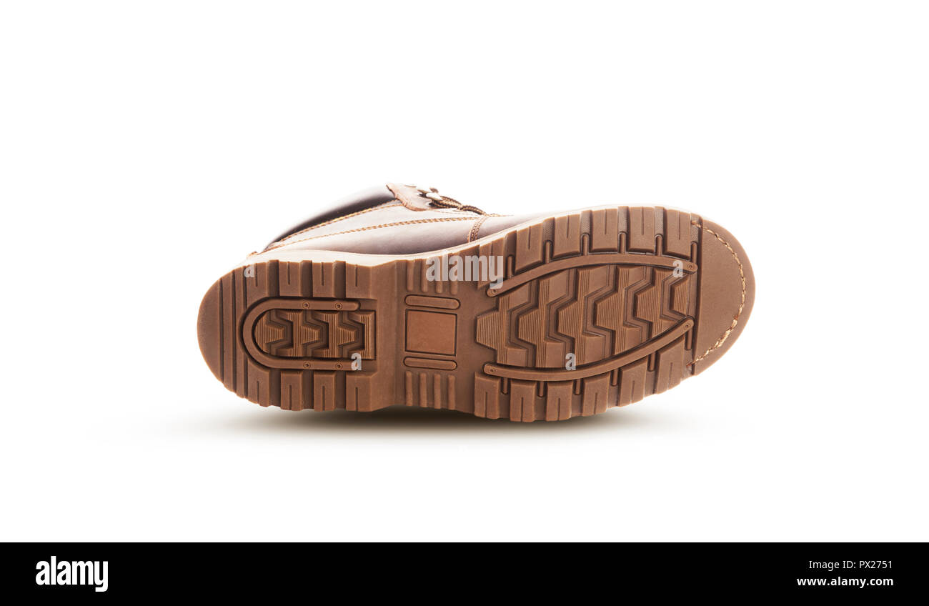 Brown boots sole. Isolated on a white Stock Photo