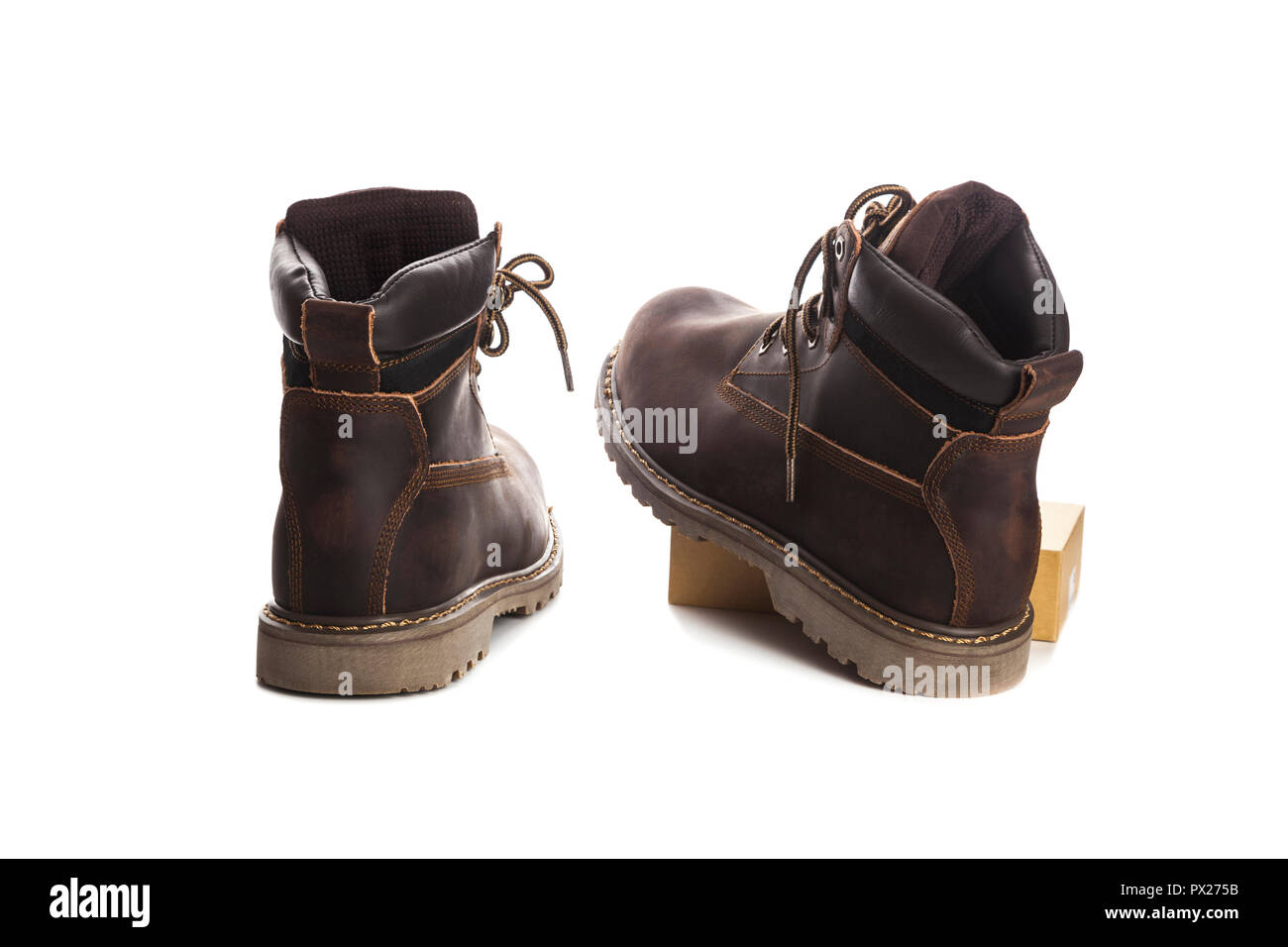 Man ankle boots, brown color, with nubuck leather Stock Photo
