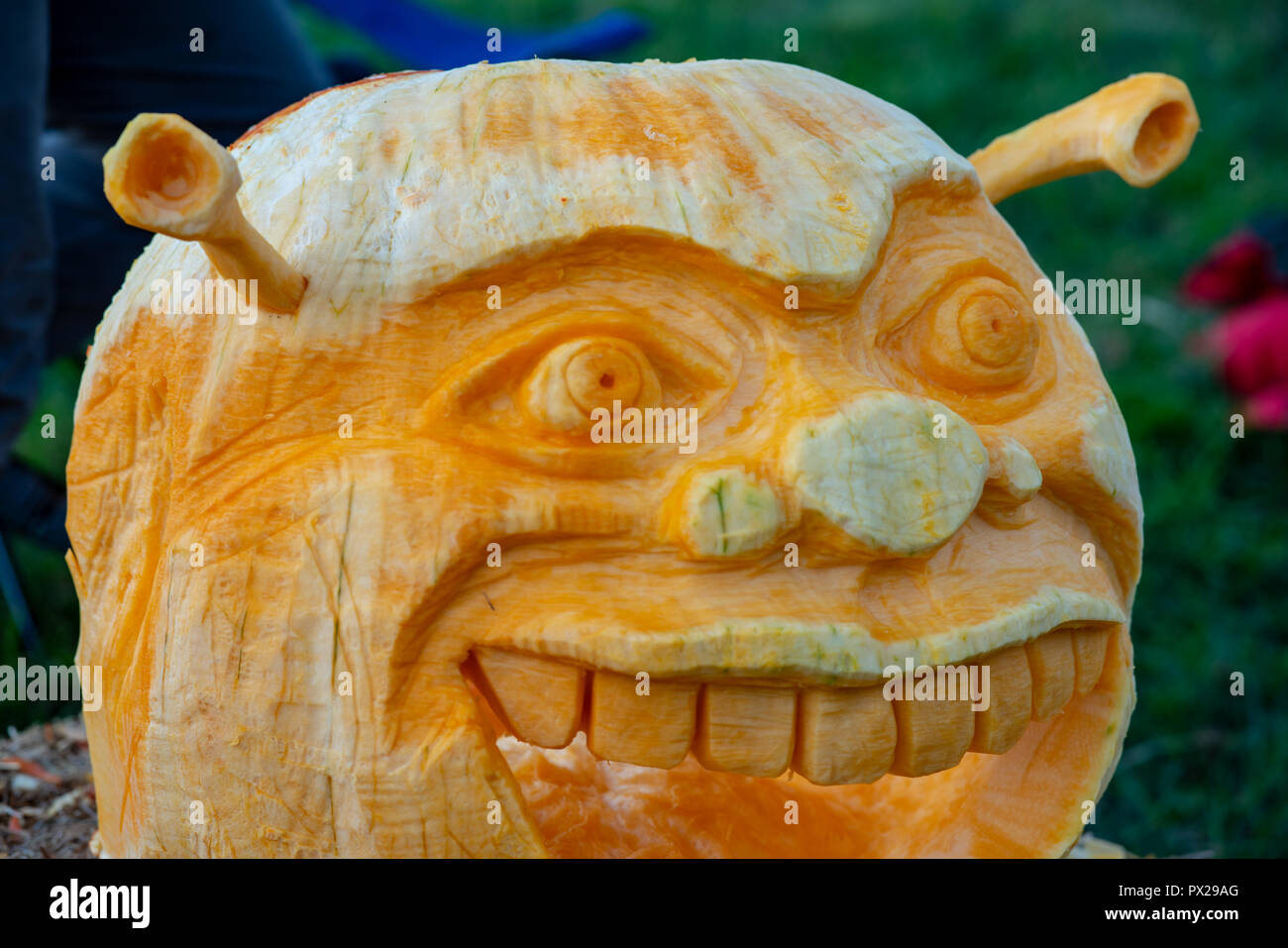 CHADDS FORD, PA - OCTOBER 18: Shrek at The Great Pumpkin Carve carving contest on October 18, 2018 Stock Photo