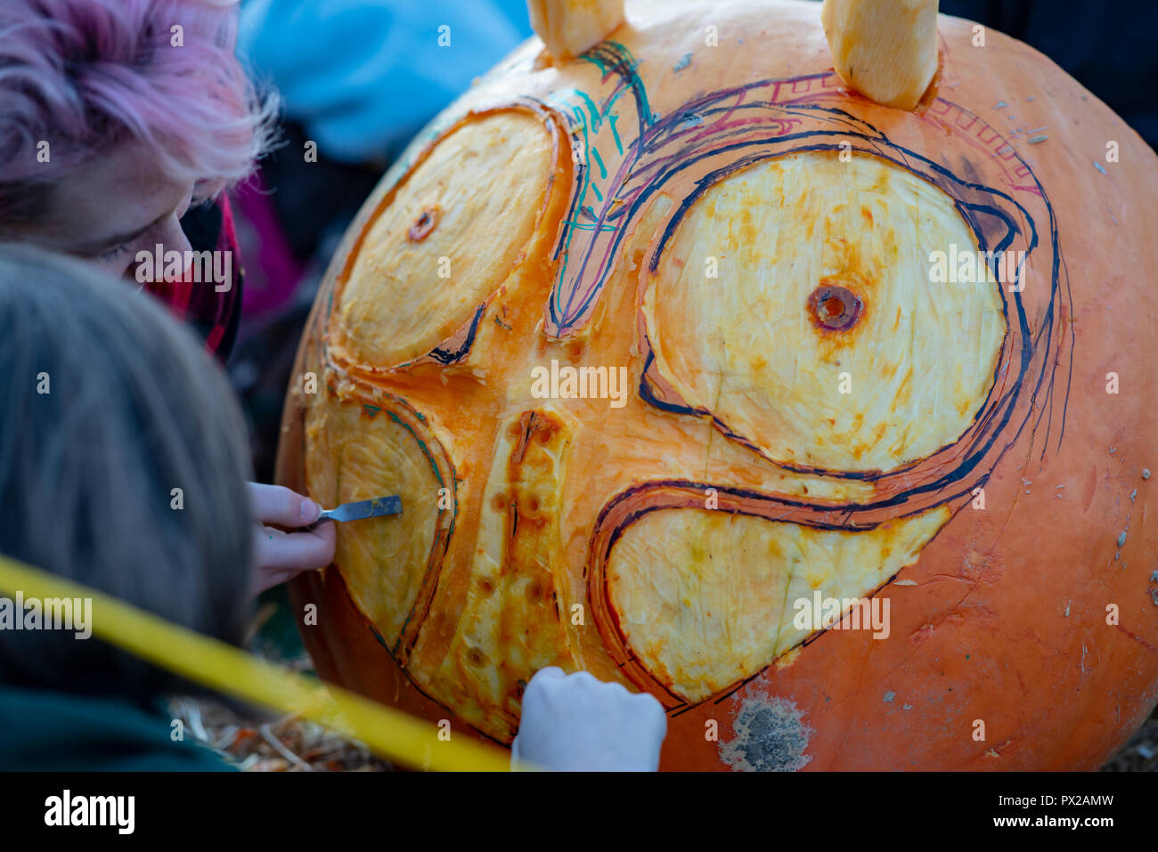 CHADDS FORD, PA OCTOBER 18 View Person carving pumpkin at The Great