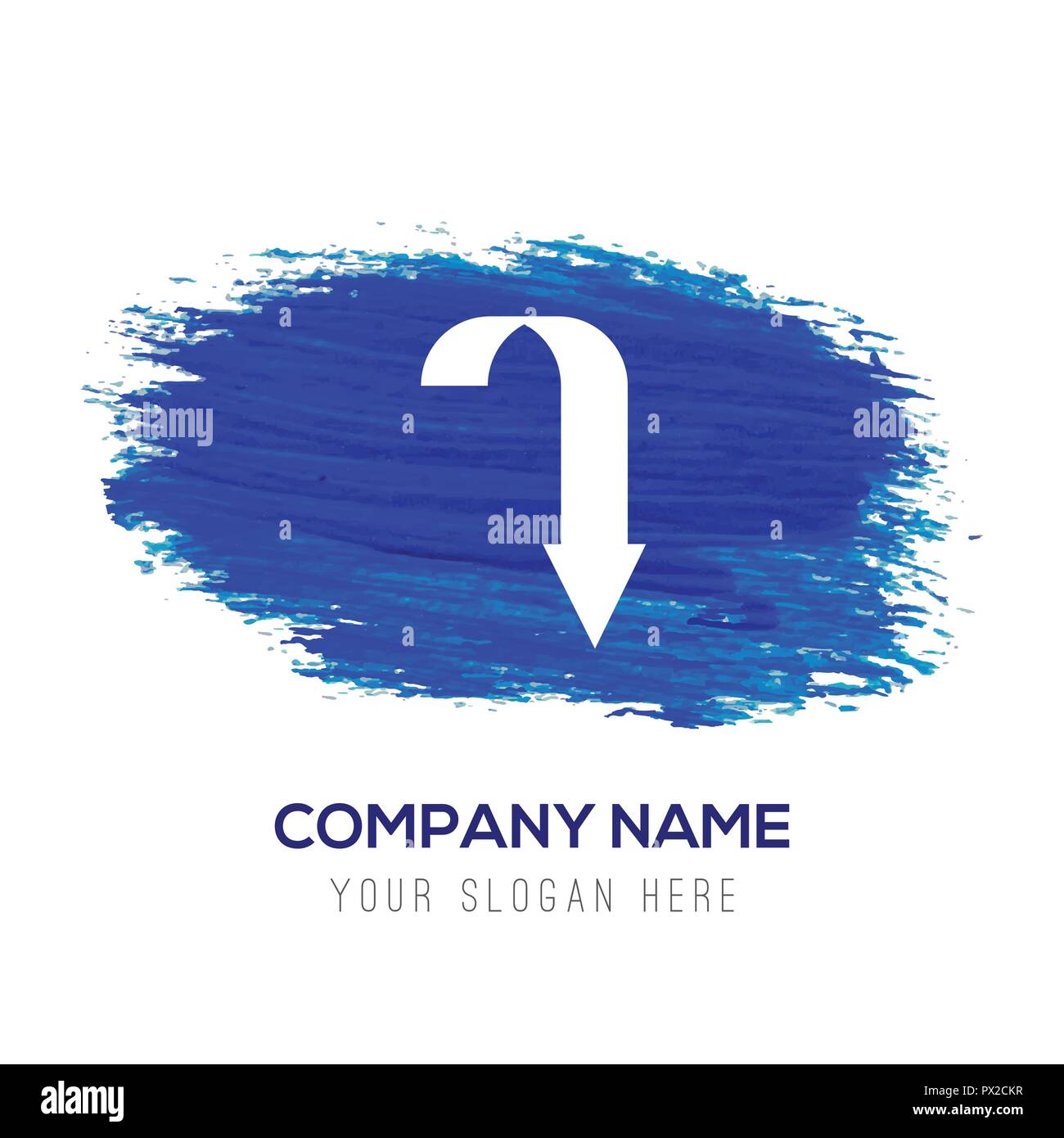 Down Arrow Icon - Blue watercolor background Stock Vector Image & Art ...