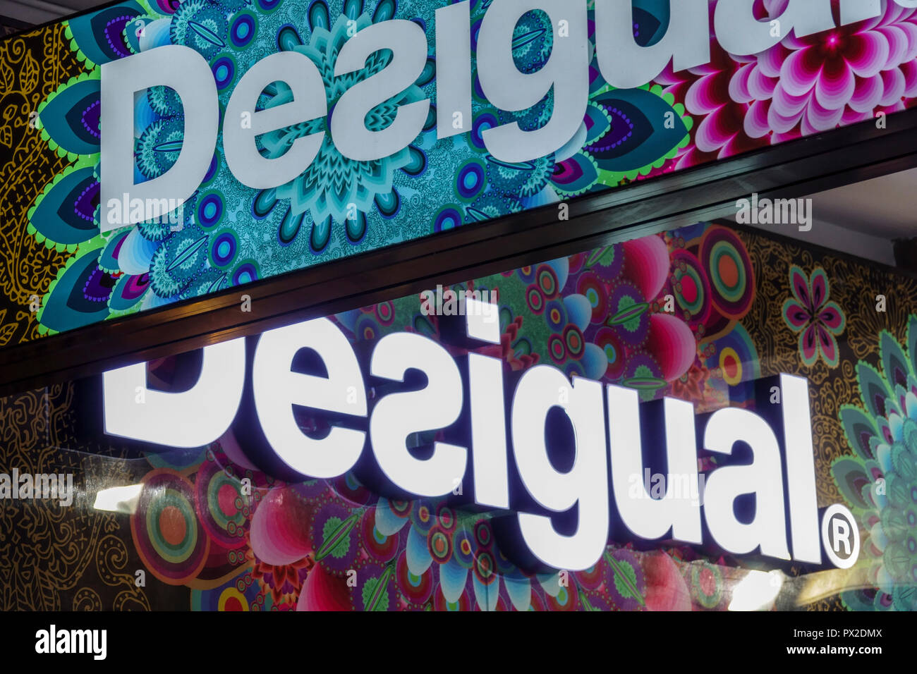 Desigual logo Spain luxury store sign Stock Photo