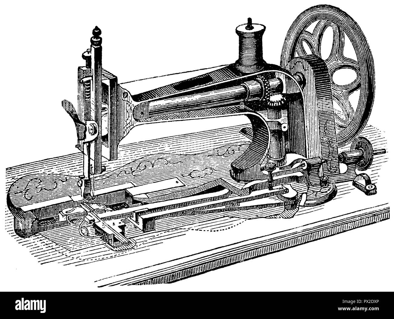 Singer sewing machine illustration Black and White Stock Photos