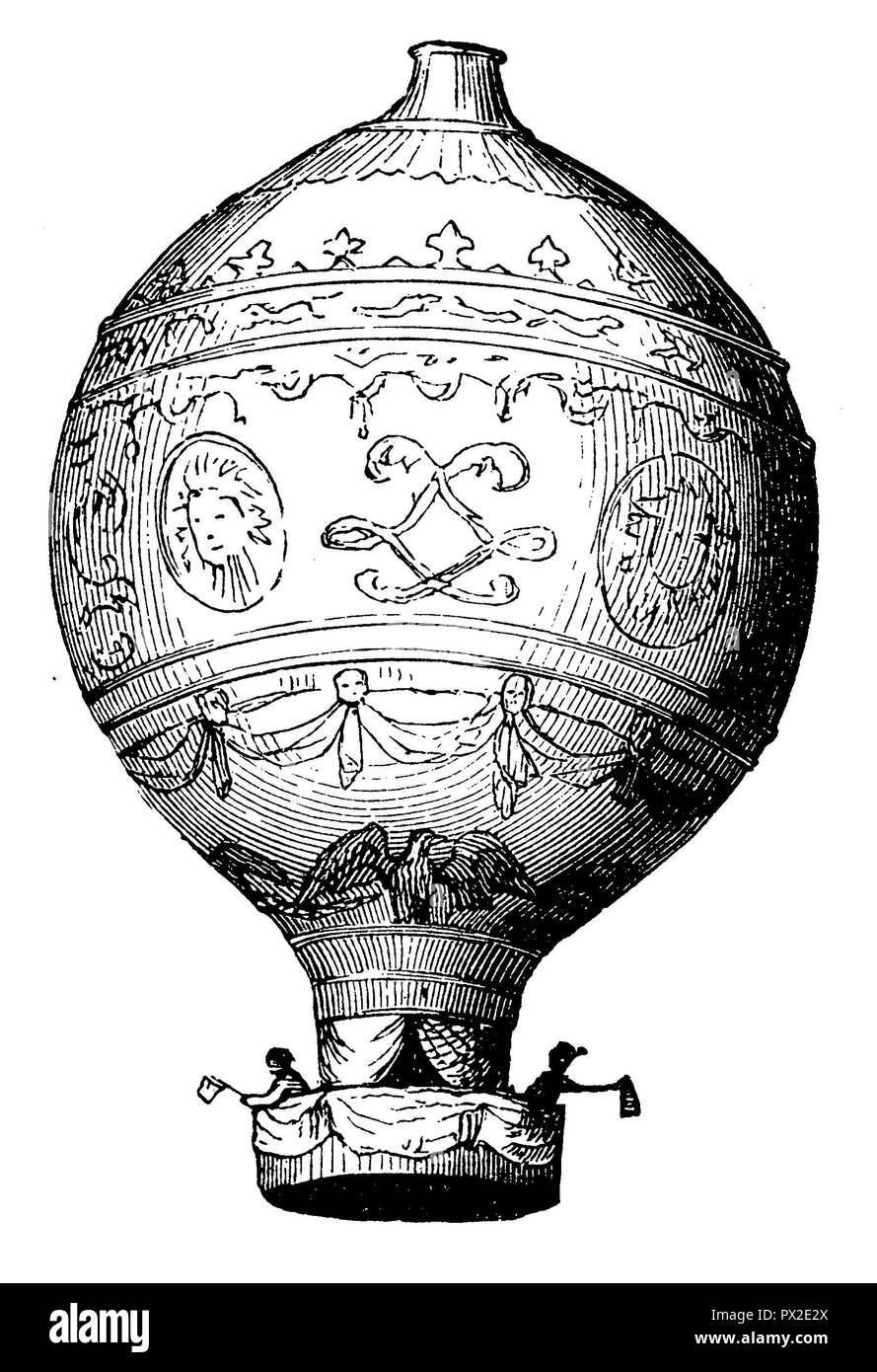 Hot air balloon from Montgolfier, Montgolfière, 1783,   1898 Stock Photo