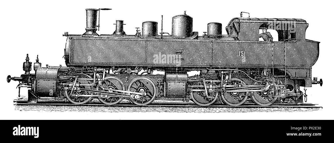 Duplex compund locomotive of the Gotthardbahn,   1898 Stock Photo