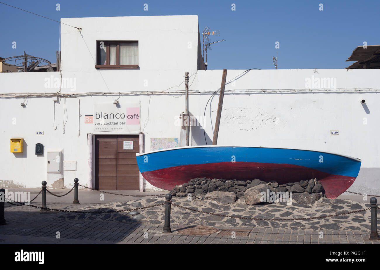 Entrance to the quirky cocktail bar Blanco Cafe in Corralejo, Fuerteventura Canary Islands