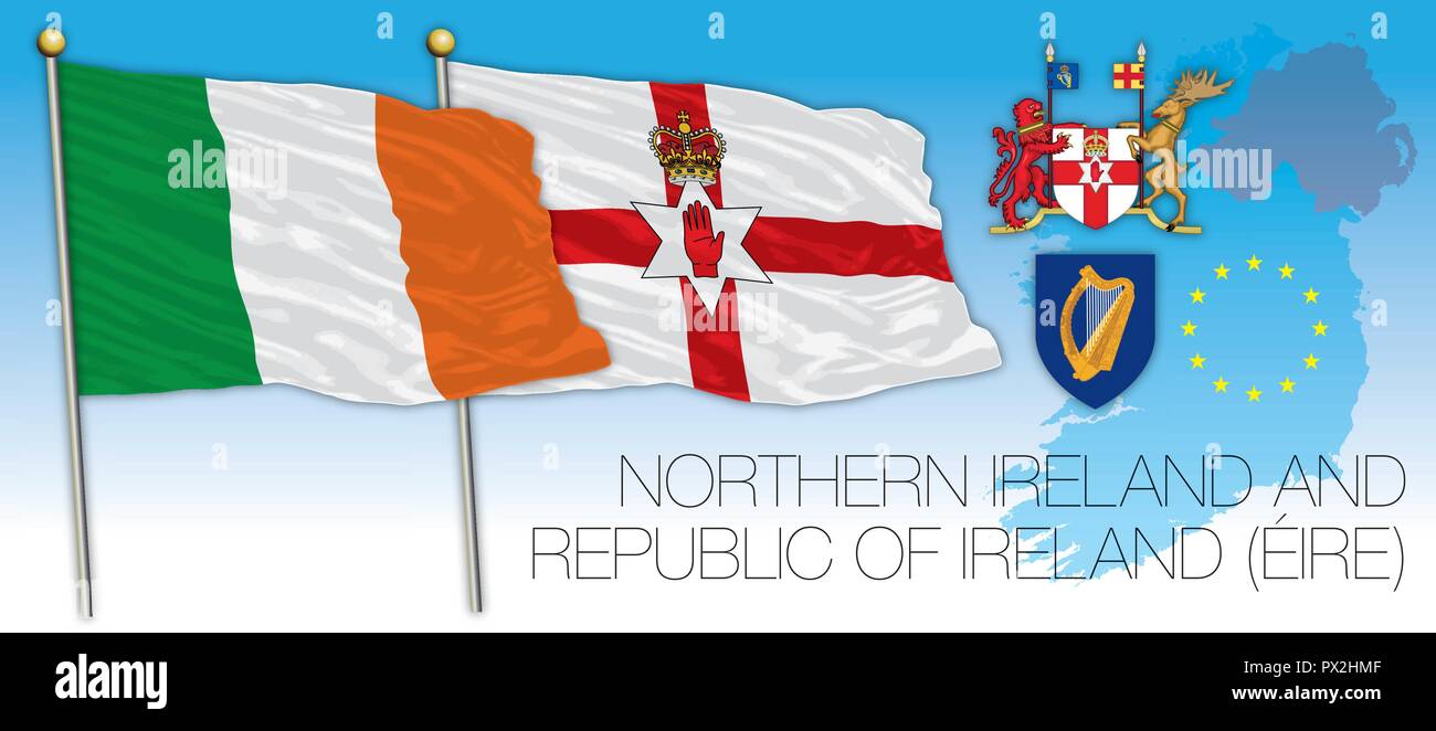 Eire and North Ireland flags, vector illustration, Europe Stock Vector