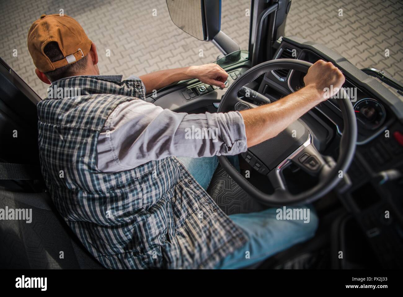 Learning Truck Driving CDL. Commercial Driving License School. Stock Photo