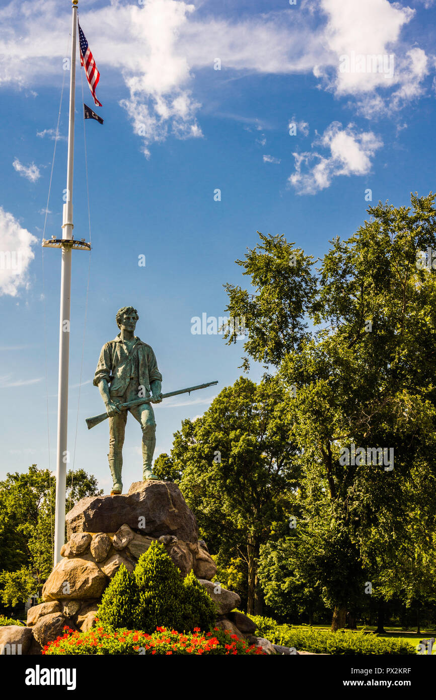 Minuteman Statue Lexington Battle Green _ Lexington, Massachusetts, USA Stock Photo