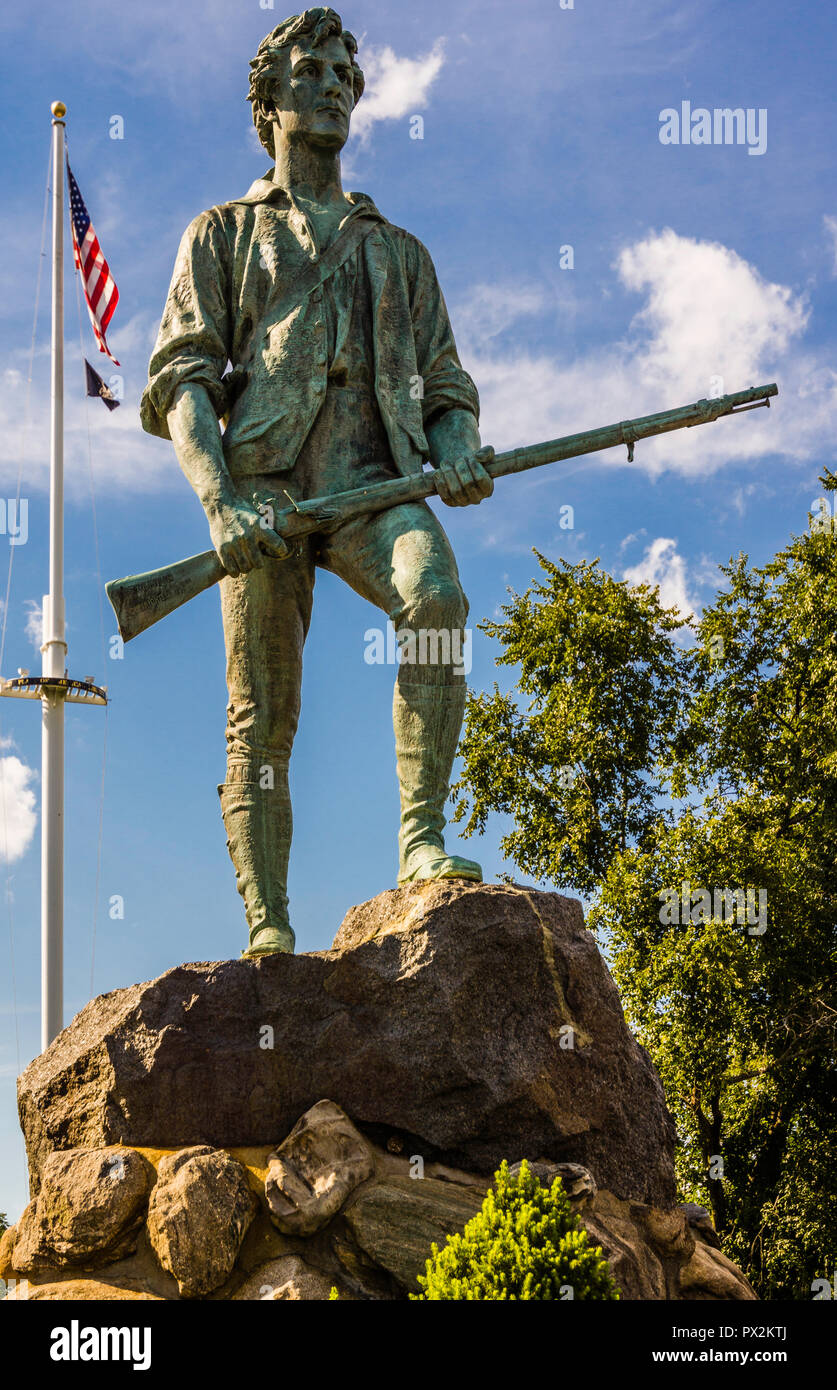 Minuteman Statue Lexington Battle Green _ Lexington, Massachusetts, USA Stock Photo