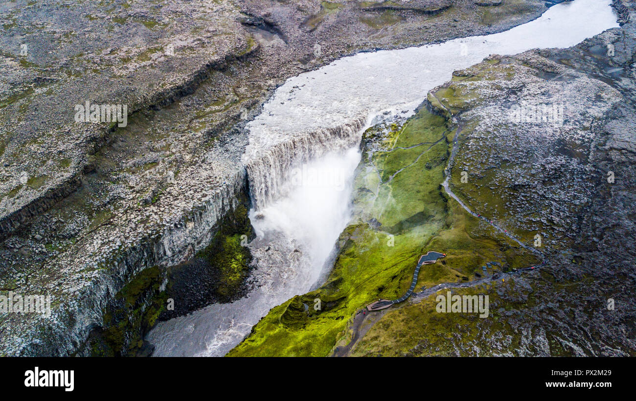 Dettifoss, a waterfall in Vatnajökull National Park, most powerful in Europe, Northeast, Iceland Stock Photo
