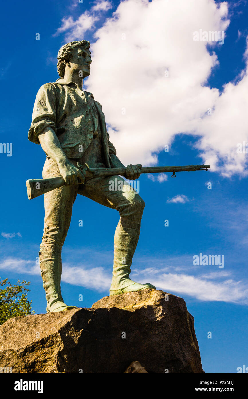 Minuteman Statue Lexington Battle Green   Lexington, Massachusetts, USA Stock Photo