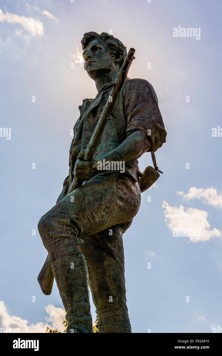 Minuteman Statue Lexington Battle Green _ Lexington, Massachusetts, USA Stock Photo