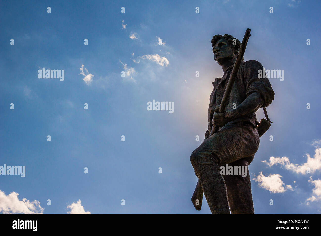 Minuteman Statue Lexington Battle Green _ Lexington, Massachusetts, USA Stock Photo