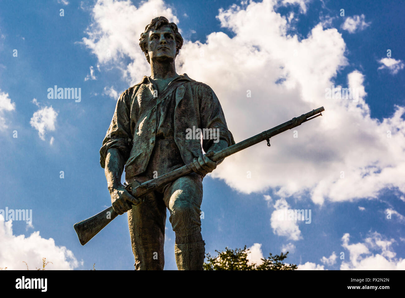 Minuteman Statue Lexington Battle Green _ Lexington, Massachusetts, USA Stock Photo