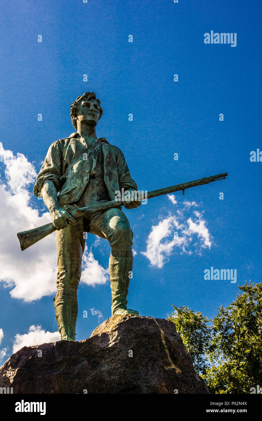 Minuteman Statue Lexington Battle Green _ Lexington, Massachusetts, USA Stock Photo