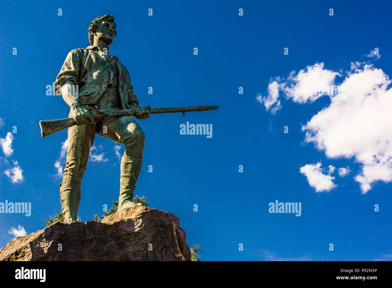 Minuteman Statue Lexington Battle Green _ Lexington, Massachusetts, USA Stock Photo