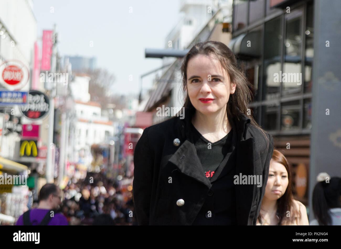 Amélie Nothomb poses for pictures in Tokyo, Japan. She visited Tokyo to ...