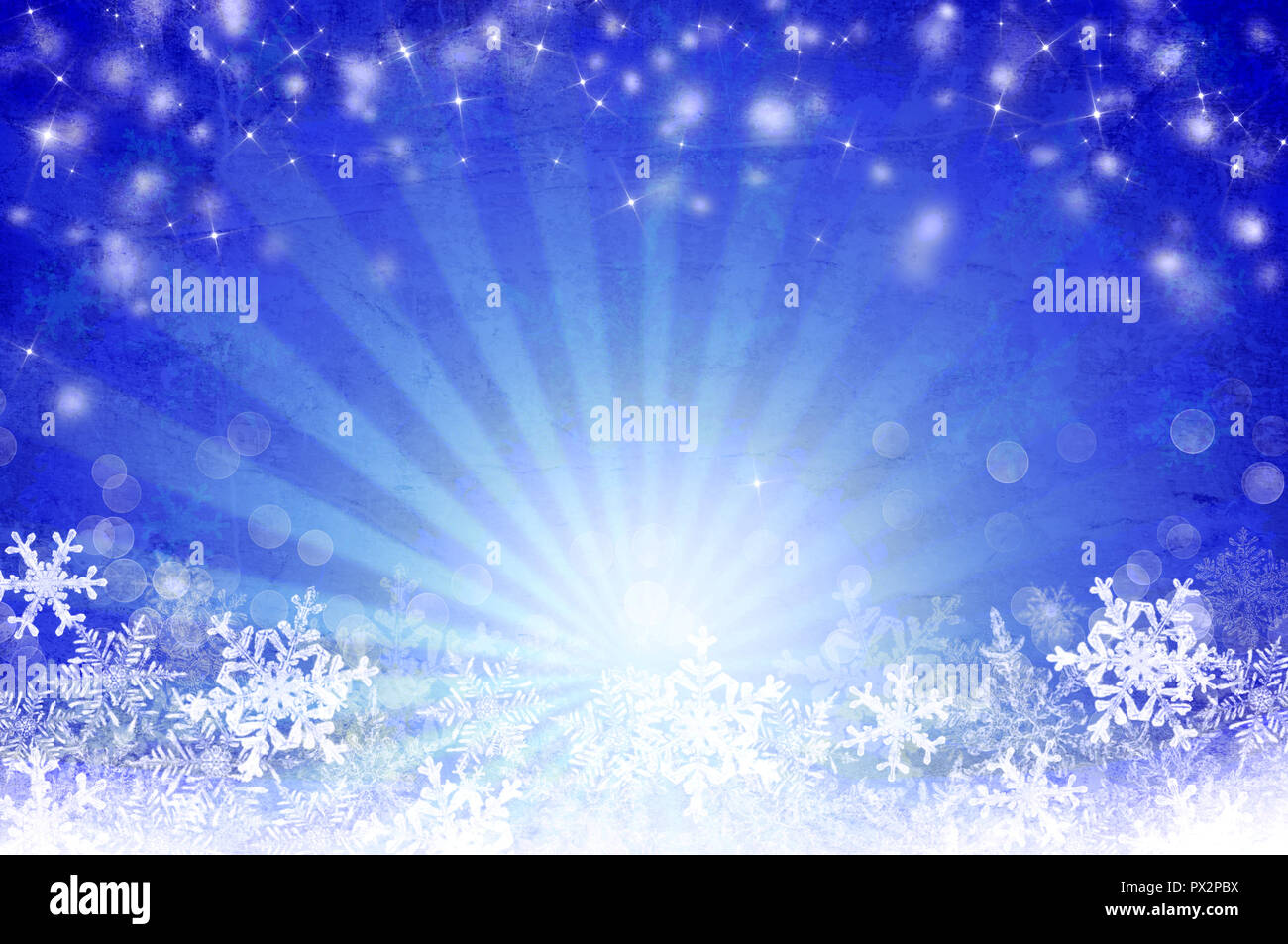 Blue christmas background with white snowflakes Stock Photo - Alamy