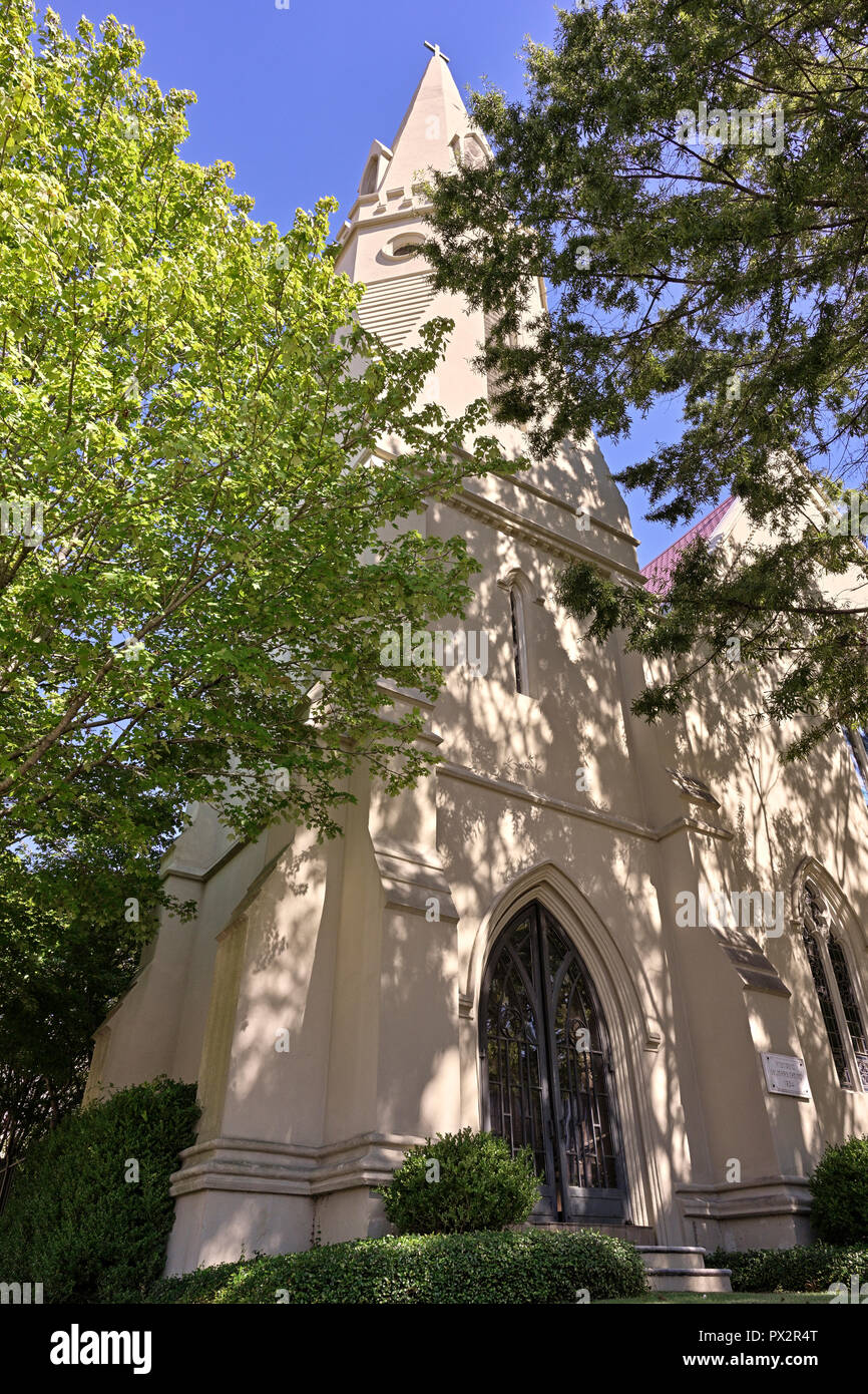 Historical St John's Episcopal Church front exterior entrance in Montgomery Alabama, USA. Stock Photo