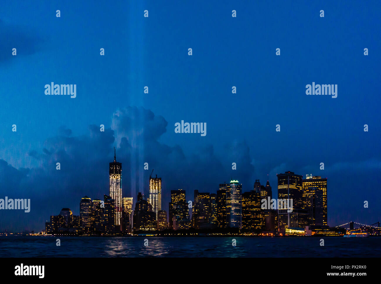 Tribute in Light New York City Skyline New York Harbor Manhattan New