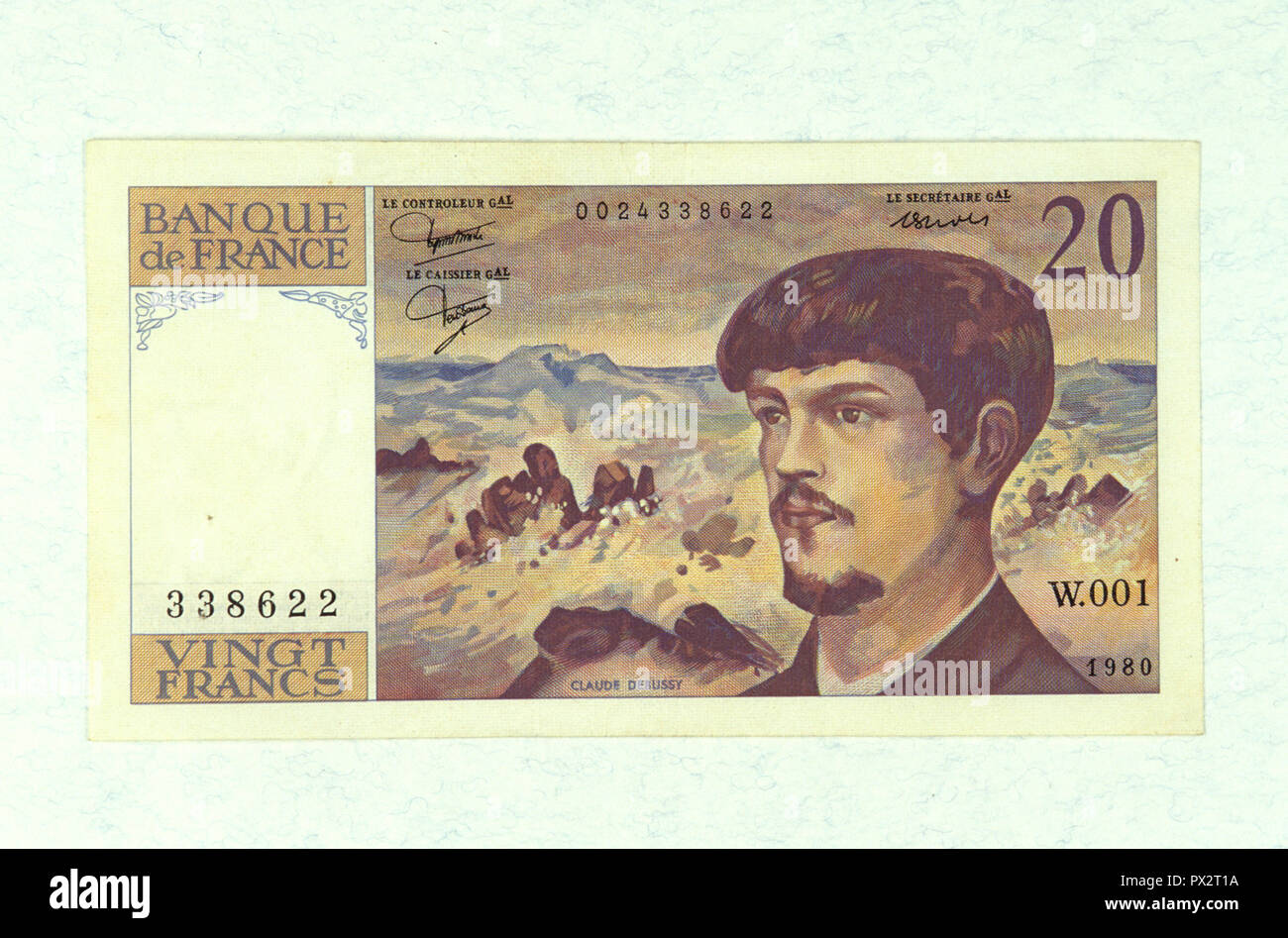 NOT 1212181 PAPER MONEY FRANCE 20 FRENCH FRANCS Vingt francs pre euro zone  Claude Debussy Stock Photo - Alamy