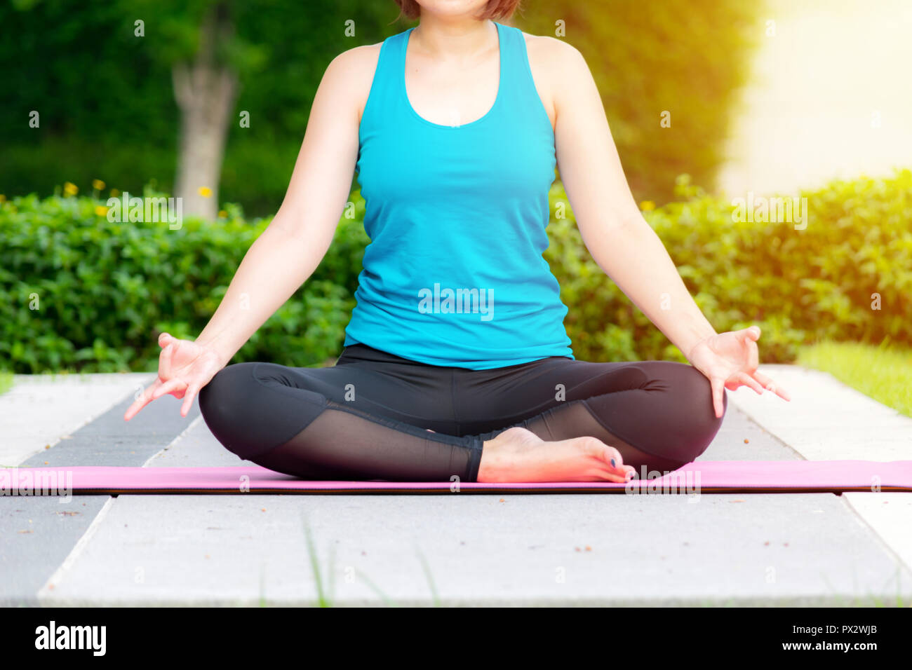 Outdoor yoga practice, in the midst of 