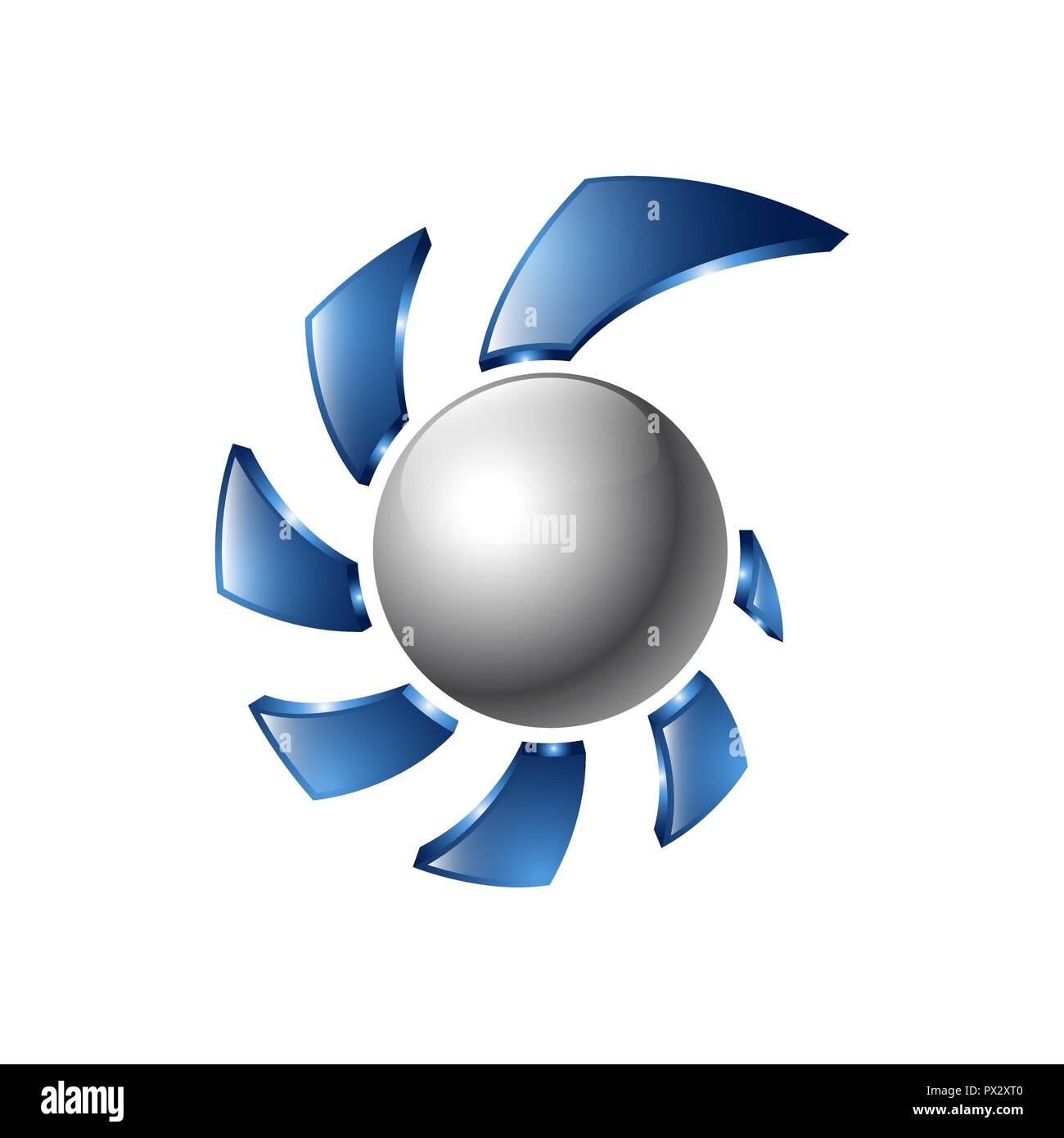 Creative abstract 3d sphere vector logo design template element. Colored silver blue concept icon Stock Vector