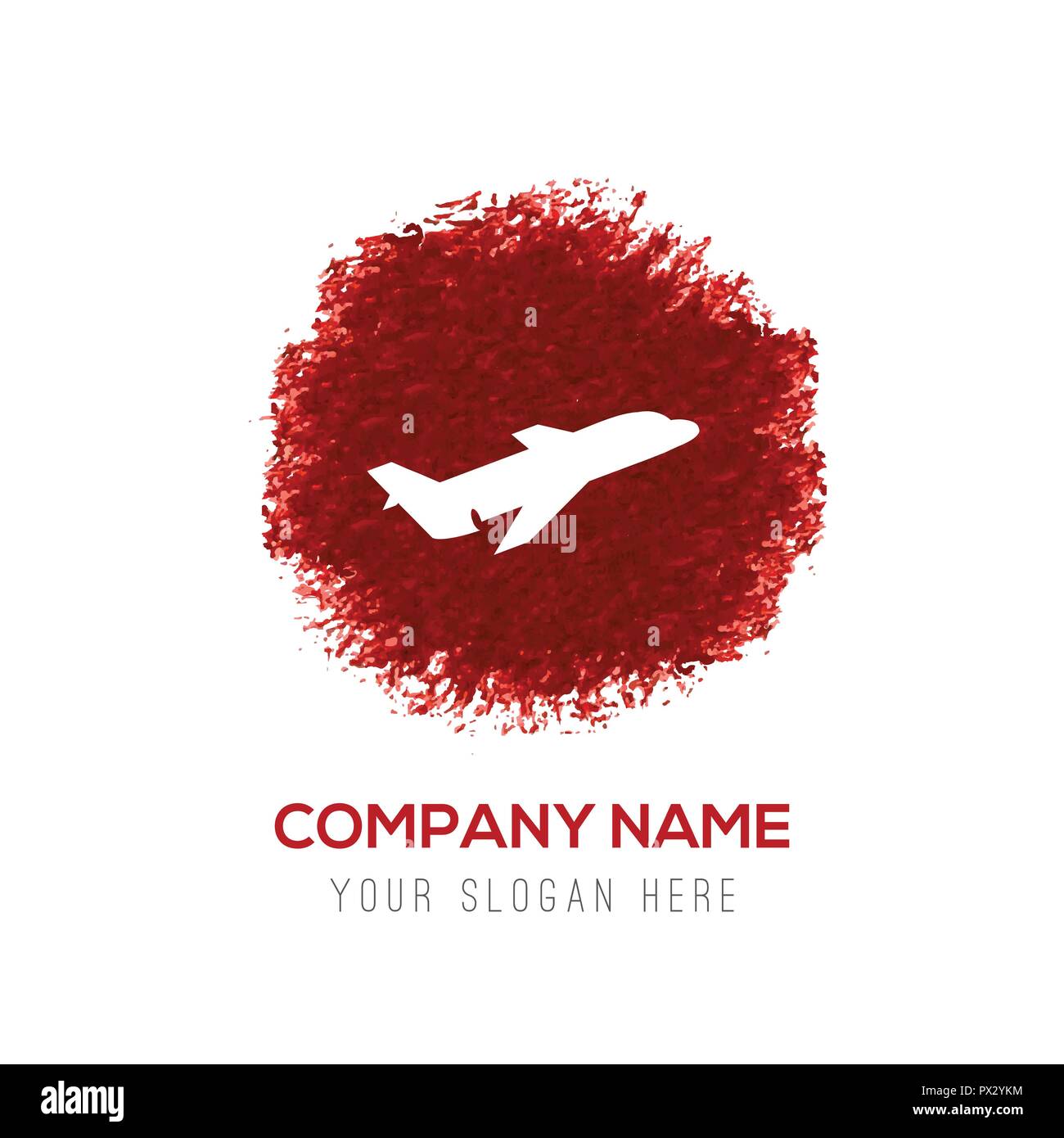 Airplane icon - Red WaterColor Circle Splash Stock Vector