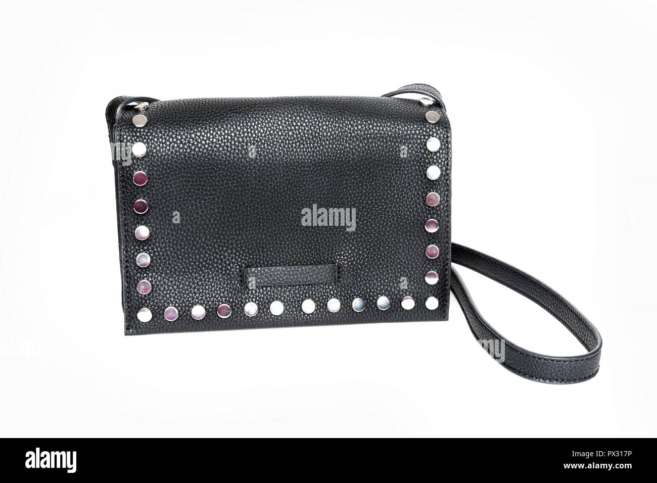Black leather bag isolated on white background Stock Photo - Alamy