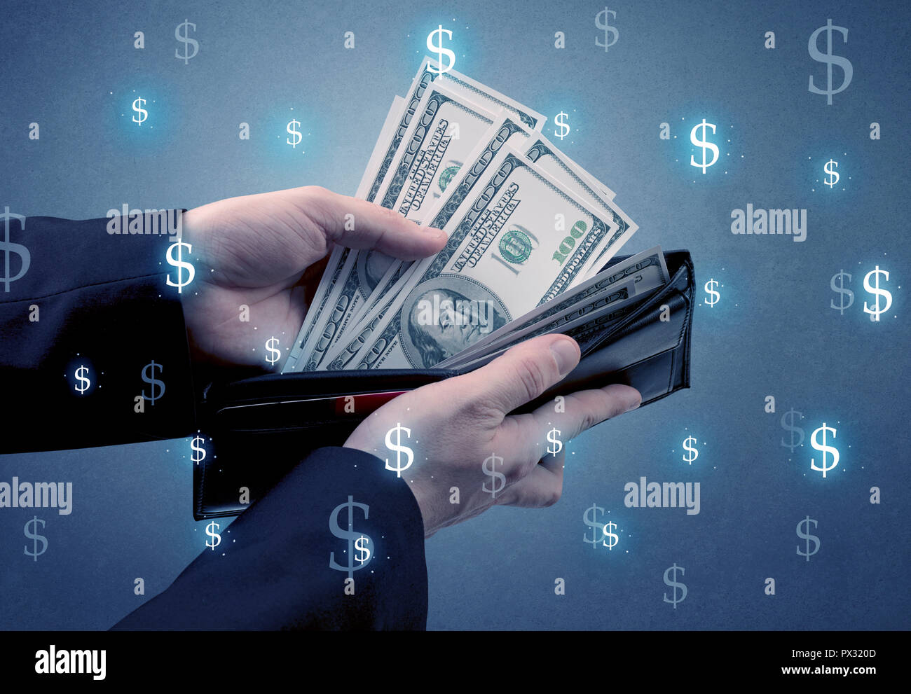 Hand takes out dollar money from a wallet with dollar symbol wallpaper Stock Photo - Alamy Hand takes out dollar money from a wallet with dollar symbol wallpaper Stock Photo - Alamy