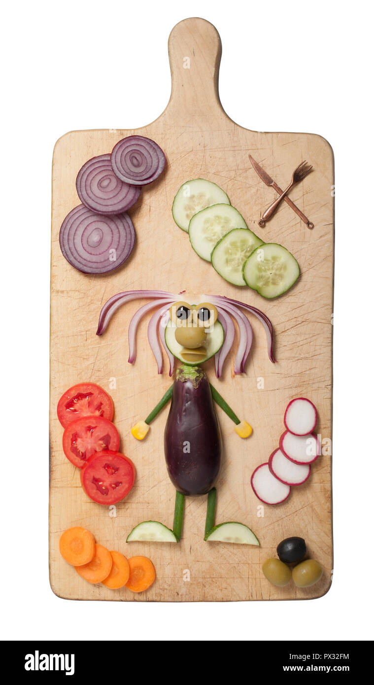 Creative idea of making a figure from vegetables Stock Photo